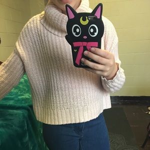 Pale pink cowl neck sweater